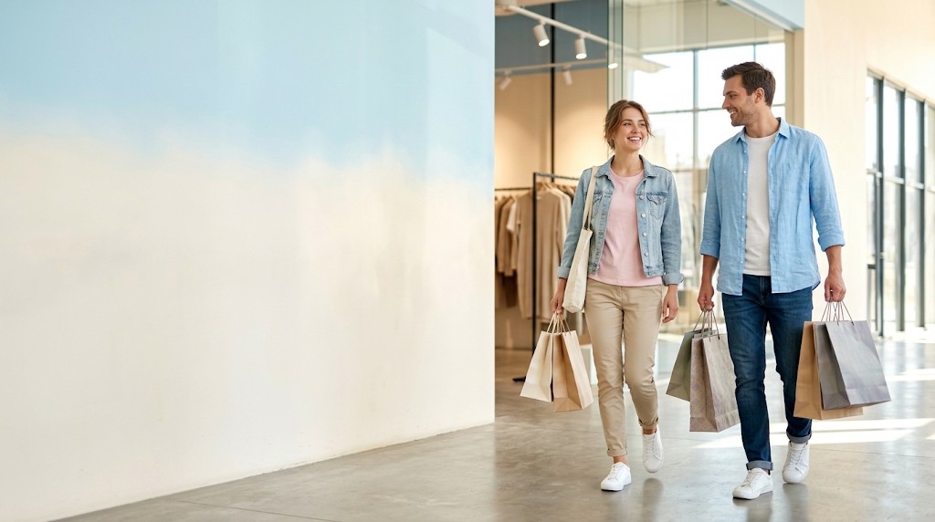 Pantalla con la oferta de fin de semana de una tienda de ropa: Renueva tu look, hasta 30% en toda la tienda